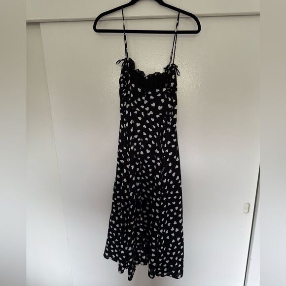 Lani the Label and White Polka Dot Heart Print Spaghetti Strap Midi Dress Small - Picture 2 of 8